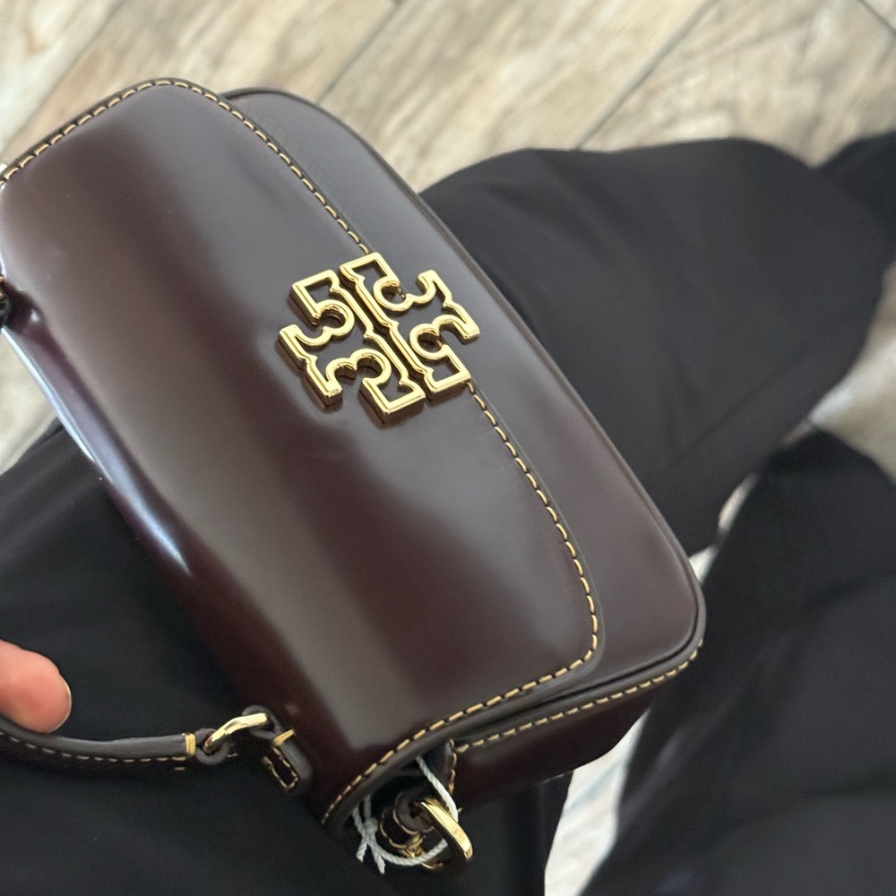 Tory Burch Britten Smooth Mini Top Handle In Tempranillo 153726 NWT - Picture 7 of 7
